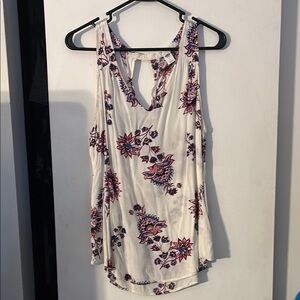 Floral Sleeveless Top - White and Pink